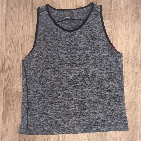Under Armour Mens Large Heather Gray Tank Top Heatgear Gym Active Run Exercise - Picture 7 of 8